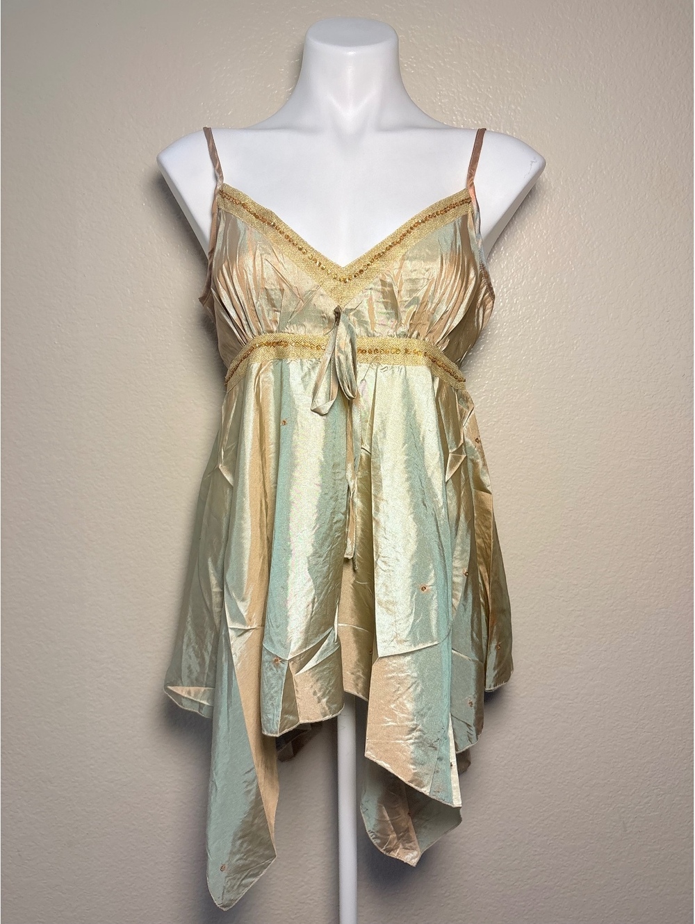 Y2K Deadstock Nolita India Fairy Cami Top Beads